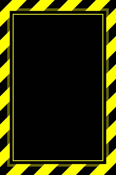 Uyarı Işareti Sarı Siyah Şerit Çerçeve Şablonu Arka Plan Kopyalama — Stok Vektör