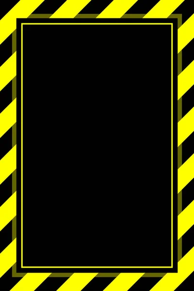 Señal Advertencia Amarillo Negro Raya Marco Plantilla Fondo Copia Espacio — Vector de stock