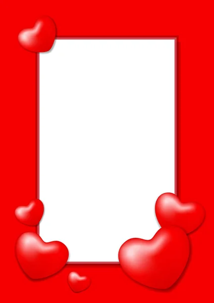 Template Banner Frame Heart Shape Red Colors Valentine Love Card — Stock Vector