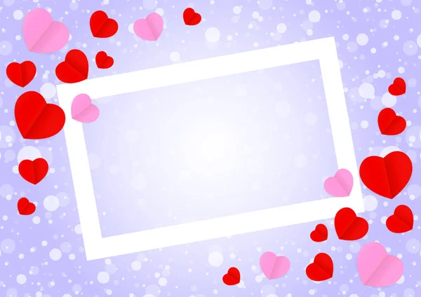 Empty White Frame Red Pink Heart Shape Template Banner Valentines — Stock Vector