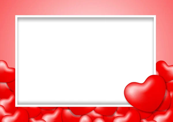 Szablon Ramki Banner Serca Kształt Czerwone Kolory Walentynki Miłość Karty — Wektor stockowy