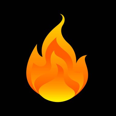 alev, alev topu siyah arka plan izole, yangın yanık sembolü, alevler simgesi, yanan logo, şenlik ateşi yangın illüstrasyon, bilgi grafik tasarımı için simge fireball düz, web sitesi için sıcak sembol