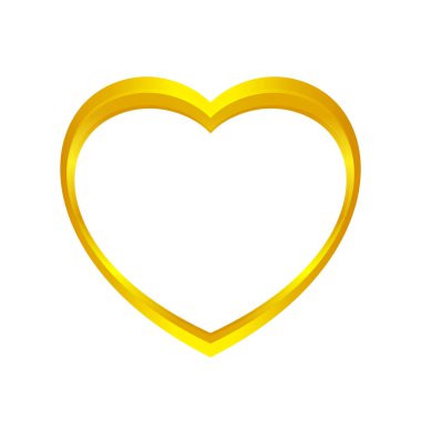 beyaz arka plan üzerinde izole altın kalp şekli, altın kalp şeklinde simge, altın kalp logosu, süslemek tasarım süslemek grafik elemanı için altın kalp şeklinde sembol görüntü