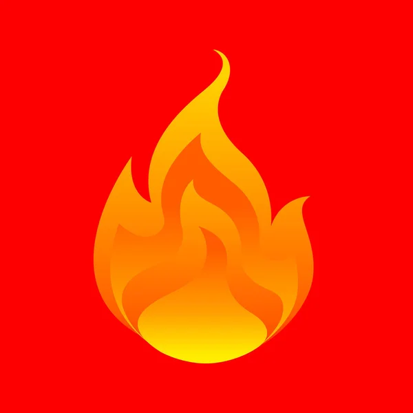 Flame Fireball Isolated Red Background Fire Burn Symbol Flames Icon — Stock Vector