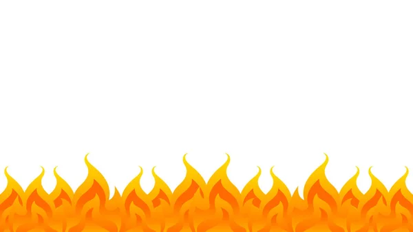 白い背景に炎列 焚き火フレーム 白とコピースペースに隔離された炎 グラフィックバナーの背景デザインのための火炎のイラスト — ストックベクタ