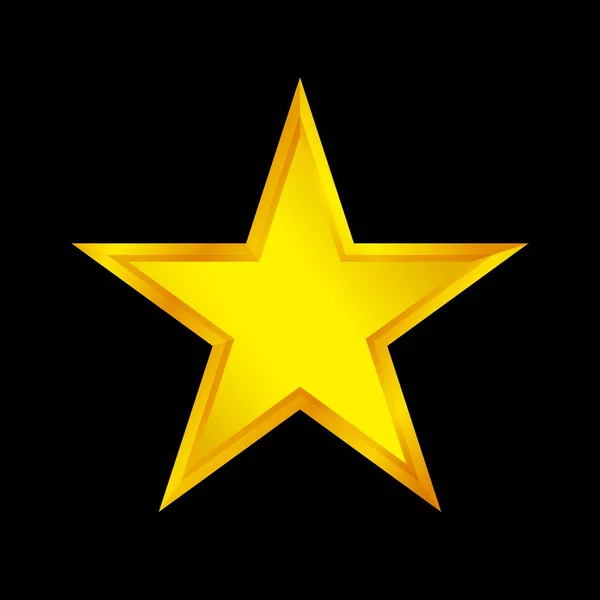 Gullstjerneform Isolert Svart Bakgrunn Gyllent Stjerneikon Gullstjerne Logo Bilde Gylne – stockvektor