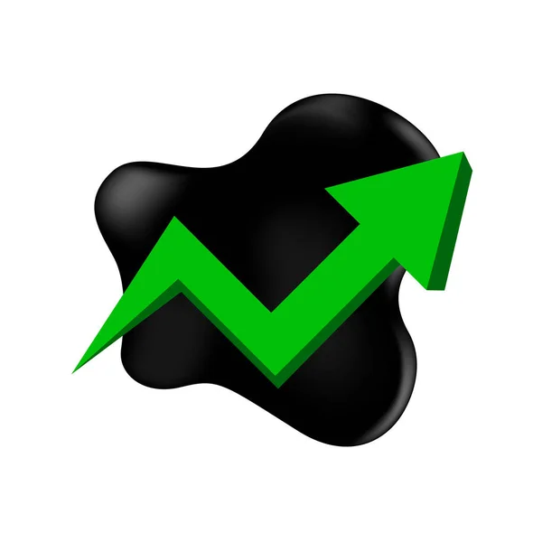 Rohölfässer Mit Aufzeigendem Diagrammsymbol Grüner Pfeil Auf Weißem Hintergrund Schwarzes — Stockvektor