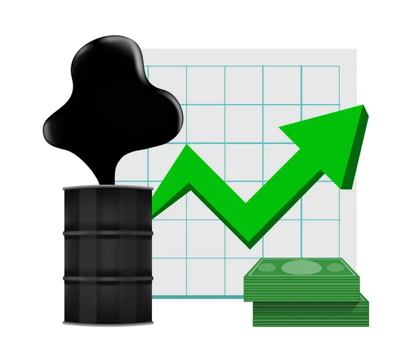 Petróleo Bruto Com Apontando Para Cima Gráfico Símbolo Dólares Seta — Vetor de Stock