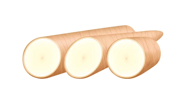 Cassava fresh isolated on white background, raw cassava cut slice for tapioca flour industry or ethanol industry, pile yucca cassava tuber, raw manioc cassava in top view — Stock Illustration Cassava Fresh Isolated White Background Raw Cassava Cut Slice Tapioca Vector Graphics