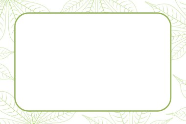 afiş çerçeve boş ve grafik manyok yaprağı doğa kroki sanat çizgi arka plan ile kopya alanı, patates organik menü gıdalar için yaprak el çizilmiş afiş çerçeve, afiş şablonu tarım için yaprak çizim