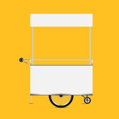kiosk beyaz, tasarım için kiosk tekerlekler sepeti stok küçük resim şablonu, pazar ve dış sembol tasarımı için kiosk boş, pazar gıda açık set, işletme küçük dükkan için tekerlekler sepeti kiosk