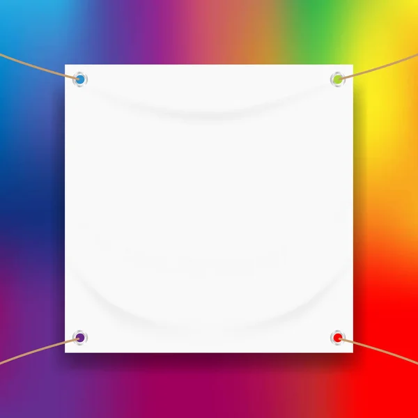 Vinyl Banner Prázdné Bílé Izolované Barevném Uměleckém Pozadí Bílá Maketa — Stockový vektor