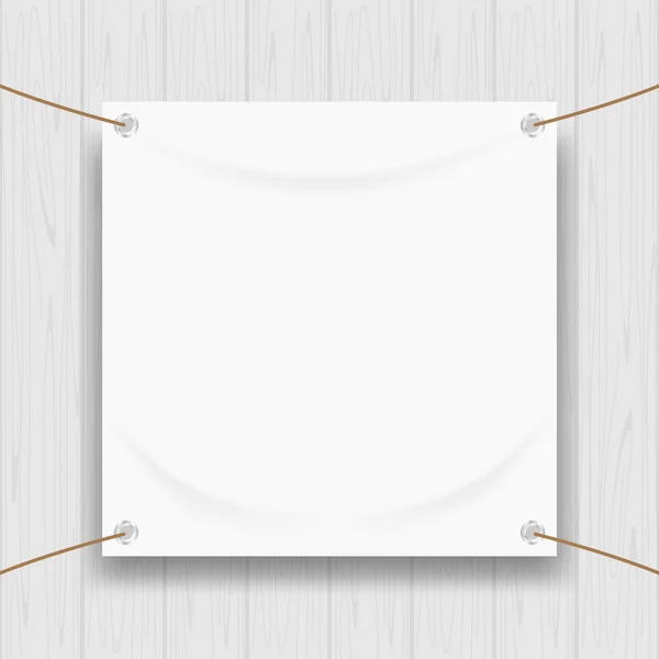 Vinyl Banner Blank Weiß Isoliert Auf Quadratischem Holzrahmen Weißes Mock — Stockvektor