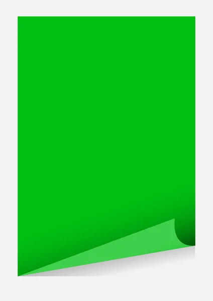 Modelo Canto Curl Branco Papel Verde Isolado Fundo Branco Folha — Vetor de Stock