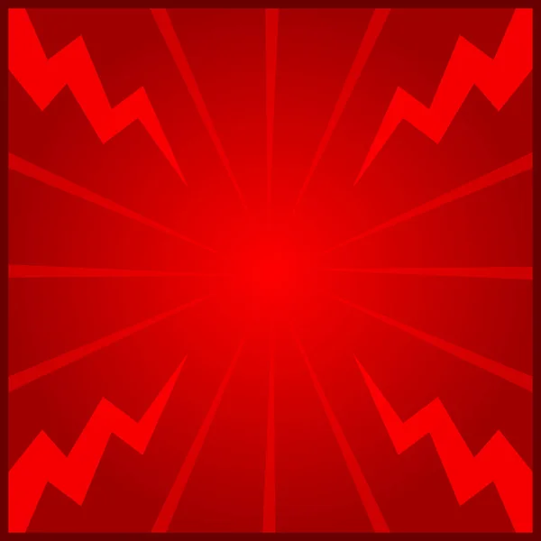 Banner Piros Keret Sablon Üres Grafikus Fény Zoom Mennydörgés Sugár — Stock Vector