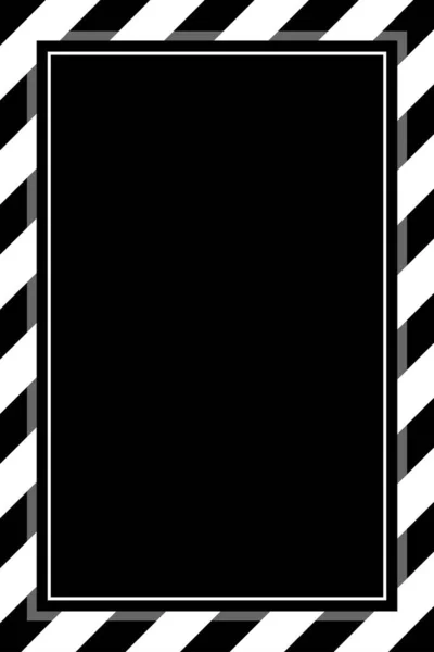 Fashionable Black White Stripe Frame Template Background Copy Space Banner — Stock Vector