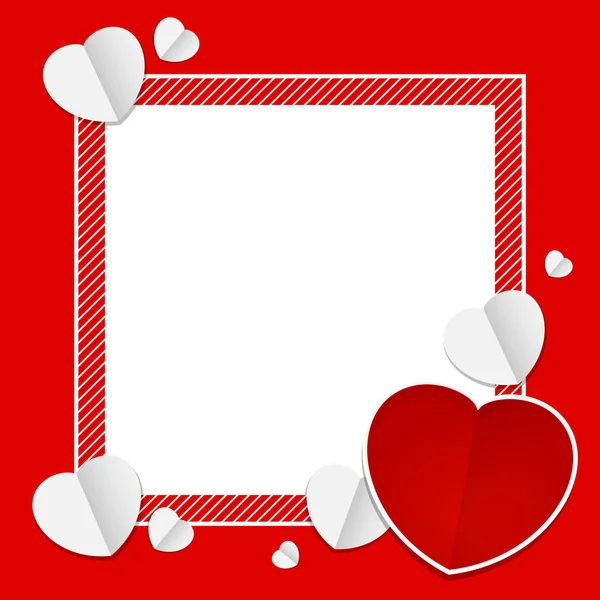 Template Banner Frame Heart Shape Red Color Valentines Love Card — Stock Vector