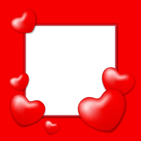 バレンタインラブカードの背景のためのハート形状の赤い色 バレンタインコピースペースのための赤いフレームブランク 要素ハート形状の装飾と赤いバナーフレームバレンタインとテンプレートバナーフレーム — ストックベクタ