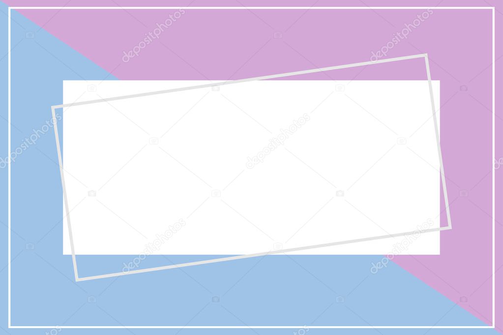 Frame template for banner, purple and blue two pastel colors background, purple blue colors frame banner flat lay fashion, square blank copy space for advertising promotion special sale discount