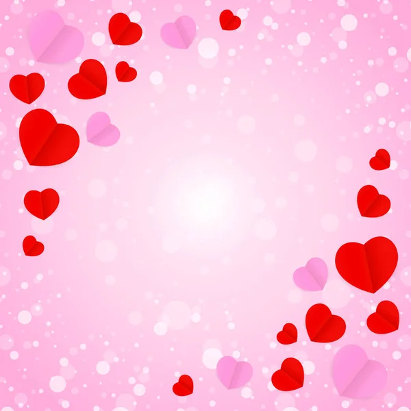 Cadre Carré Rouge Rose Forme Coeur Pour Modèle Bannière Valentines — Image vectorielle