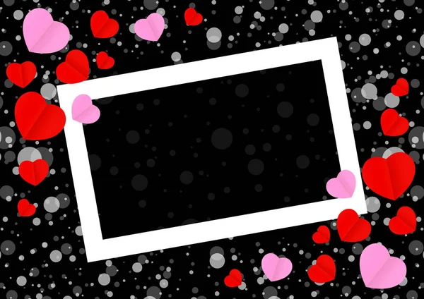 Empty White Frame Red Pink Heart Shape Template Banner Valentines — Stock Vector