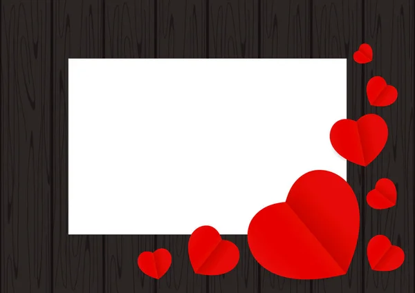 Röda Hjärtan Form Svart Trä För Banner Bakgrund Kopiera Rymden — Stock vektor