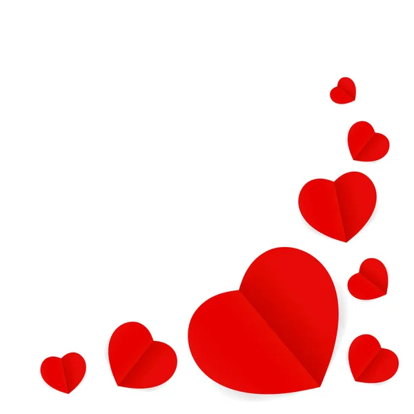 Червоні Серця Ізольовані Білому Тлі Багато Паперової Червоної Форми Серця — стоковий вектор