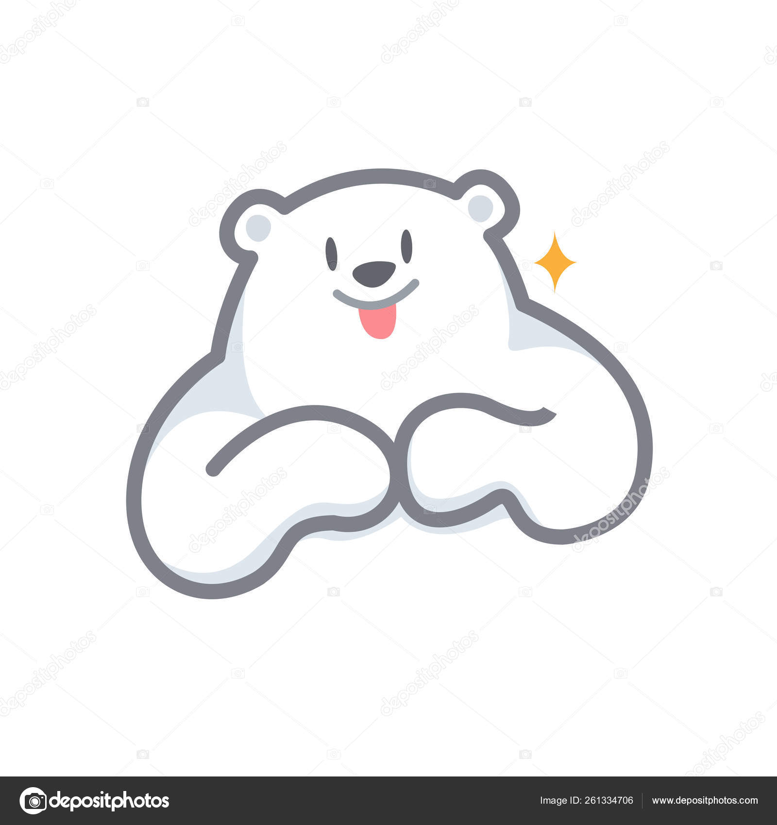 White Bear Cartoon Character Cute Isolated White Background Beautiful