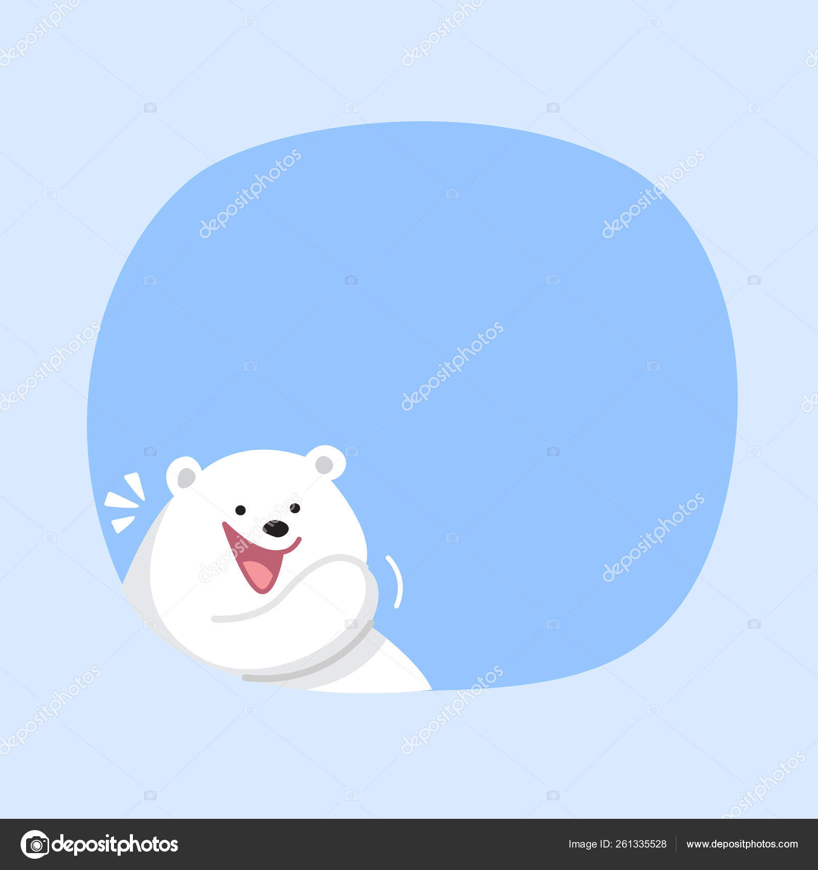 White Bear Cartoon Character Cute Blue Pastel Color Background Banner
