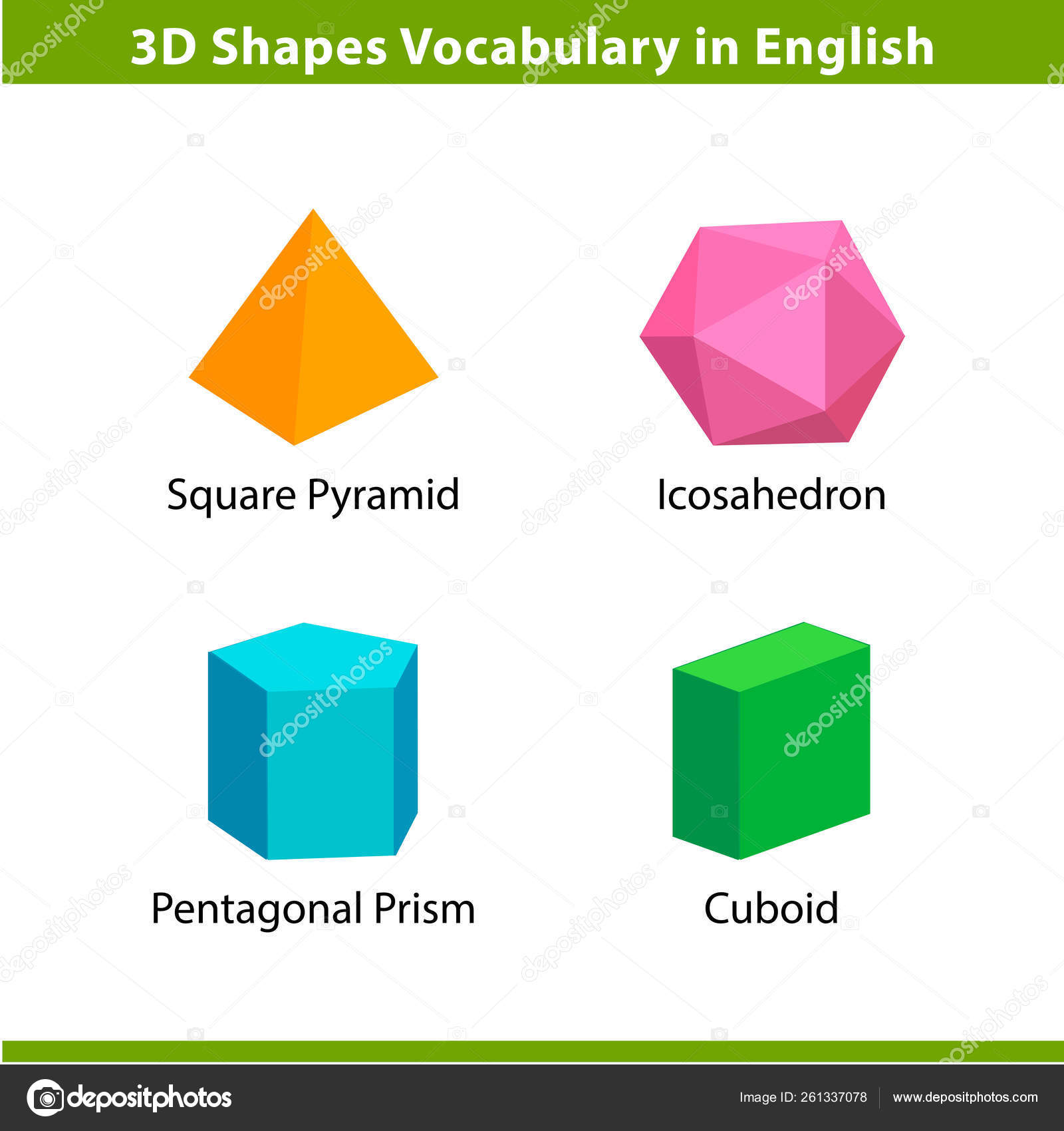 Set Shapes Vocabulary English Name Clip Art Collection Child