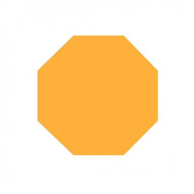 turuncu sekizgen temel basit şekiller beyaz arka plan, geometrik sekizgen simgesi, 2b şekil sembolü sekizgen, çocuklar öğrenme için küçük resim geometrik sekizgen şekil izole