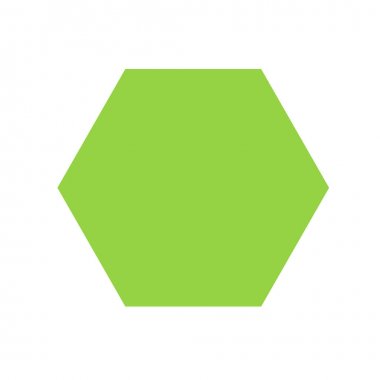 beyaz arka plan üzerine izole yeşil altıgen temel basit şekiller, geometrik altıgen simgesi, 2b şekil sembolü altıgen, çocuklar için küçük resim geometrik altıgen şekil öğrenme