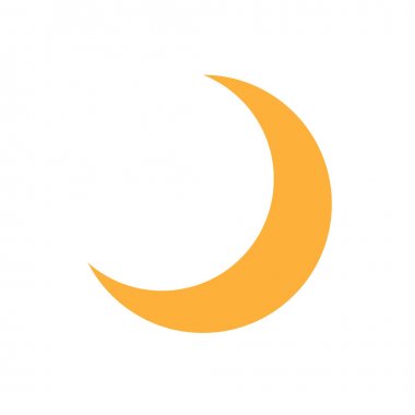 beyaz arkaplanda izole edilmiş turuncu hilal basit şekiller, geometrik hilal ikonu, 2d şekil sembolü hilal, sanat geometrik hilal şekli çocuklar için