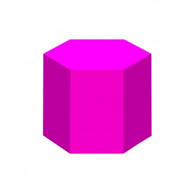 mor altıgen prizma temel basit 3d şekiller beyaz arka plan, geometrik altıgen prizma simgesi, 3d şekil sembolü altıgen prizma, çocuklar öğrenme için küçük resim geometrik altıgen prizma şekli izole