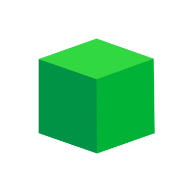 yeşil küp temel basit 3d şekiller beyaz arka plan, geometrik küp kutu simgesi, 3d şekil sembolü küp, çocuklar öğrenme için küçük resim geometrik küp şekli izole