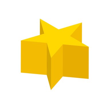 Sarı pentagram mikrofon temel 3 boyutlu şekiller beyaz arka planda izole edilmiş, geometrik pentagram mikro prizma ikonu, yıldız 3 boyutlu şekil sembolü, çocuklar için klip sanat geometrik yıldız şekli