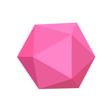 pembe icosahedron temel basit 3d şekiller beyaz arka plan, geometrik icosahedron simgesi, 3d şekil sembolü icosahedron, çocuklar öğrenme için küçük resim geometrik icosahedron şekli izole