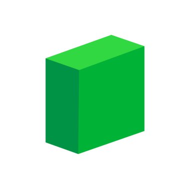 yeşil kübik temel basit 3d şekiller beyaz arka plan, geometrik kübik kutu simgesi, 3d şekil sembolü kübik, çocuklar için küçük resim geometrik kübik şekil öğrenme izole