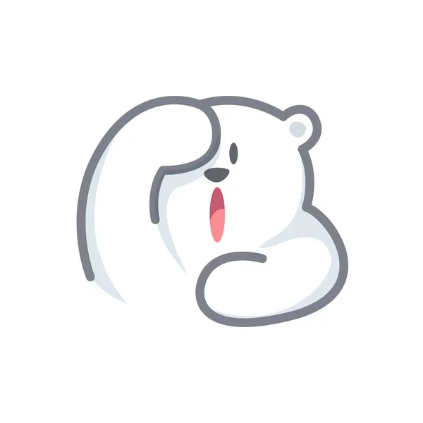 White Bear Cartoon Character Cute Isolated White Background Beautiful Teddy — 스톡 벡터