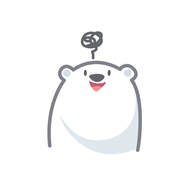 Bianco Orso Personaggio Dei Cartoni Animati Carino Isolato Sfondo Bianco — Vettoriale Stock
