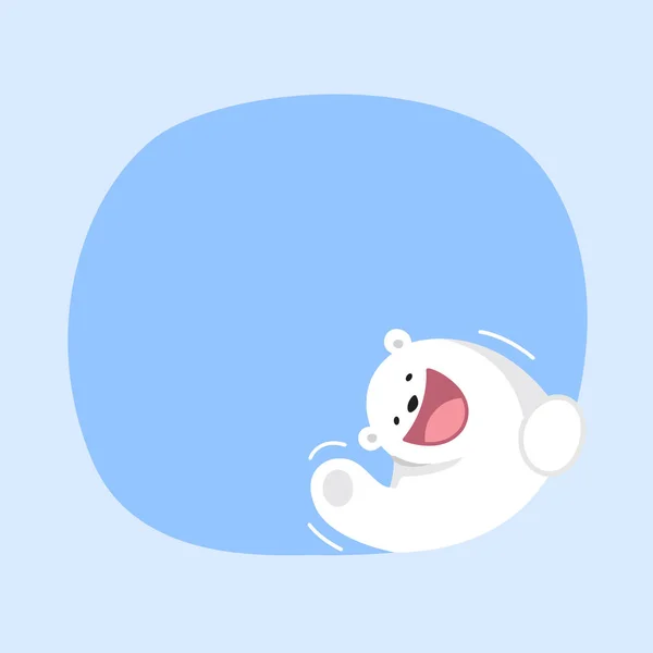 White Bear Cartoon Character Cute Blue Pastel Color Background Banner — 스톡 벡터