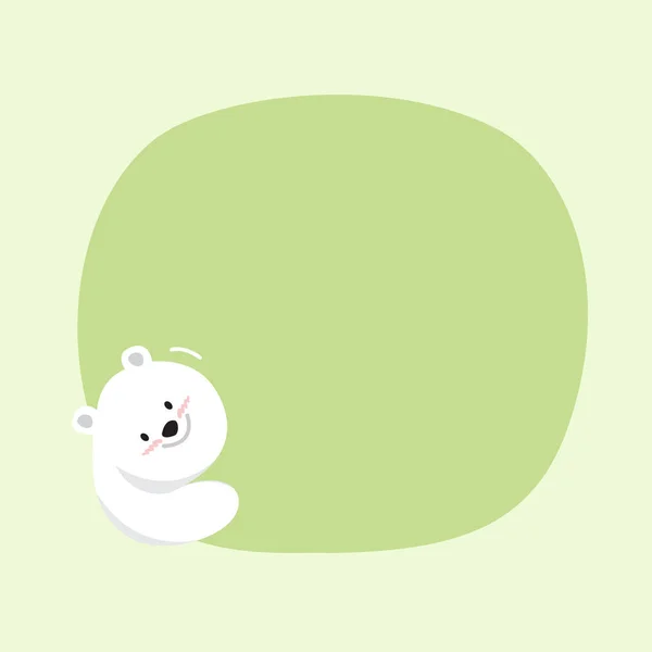 White Bear Cartoon Character Cute Green Pastel Color Background Banner — 스톡 벡터
