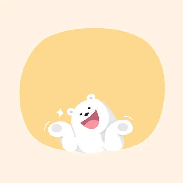 White Bear Cartoon Character Cute Orange Pastel Color Background Banner — 스톡 벡터