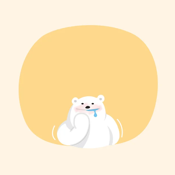 Λευκή Αρκούδα Χαρακτήρα Κινουμένων Σχεδίων Χαριτωμένο Πορτοκαλί Παστέλ Χρώμα Φόντο — Διανυσματικό Αρχείο