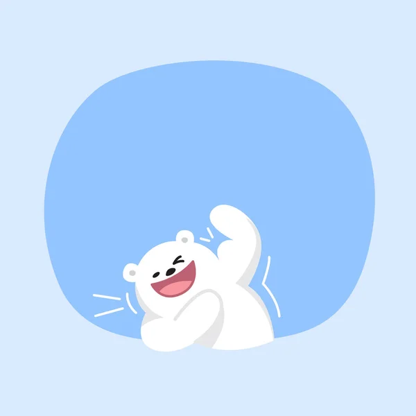 White Bear Cartoon Character Cute Blue Pastel Color Background Banner — 스톡 벡터