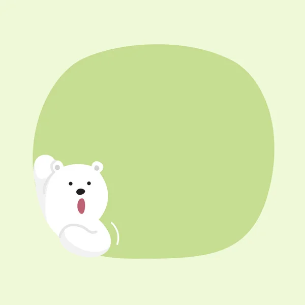 White Bear Cartoon Character Cute Green Pastel Color Background Banner — 스톡 벡터