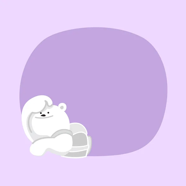 Urso Branco Personagem Desenho Animado Bonito Fundo Cor Pastel Roxo — Vetor de Stock