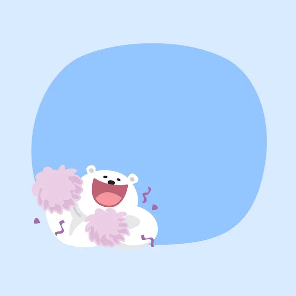 Urso Branco Personagem Desenho Animado Bonito Fundo Azul Cor Pastel — Vetor de Stock