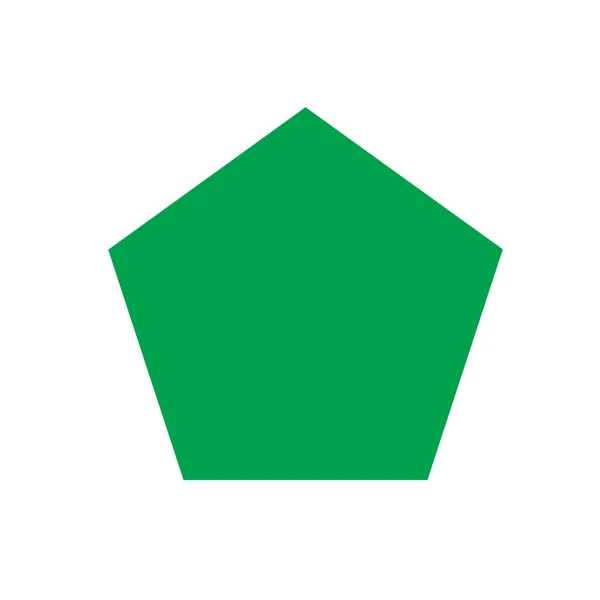 Pentagone Vert Formes Simples Base Isolées Sur Fond Blanc Icône — Image vectorielle