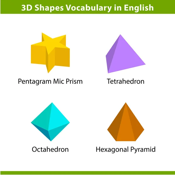 Shapes Woordenschat Instellen Het Engels Met Hun Naam Clip Art — Stockvector